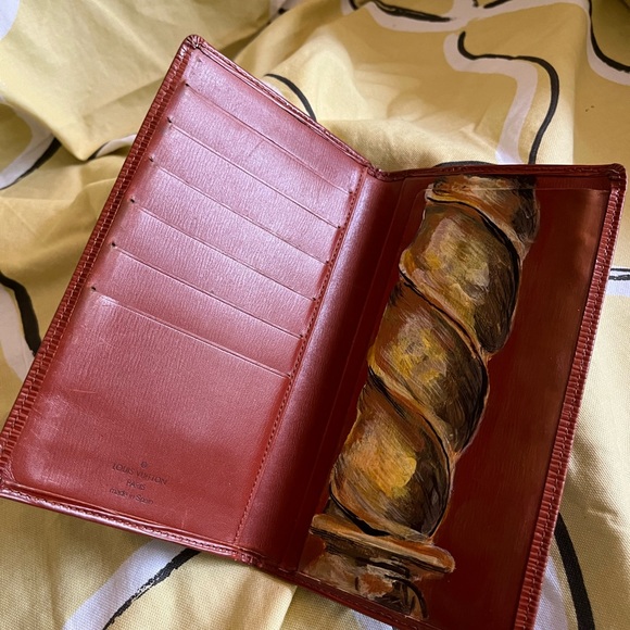 Hand Painted Louis Vuitton Cognac Long Bifold Wallet - Picture 6 of 10